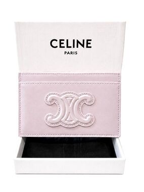 Celine Card Holder Cuir Triomphe in Shiny Calfskin Light Lilac NEW